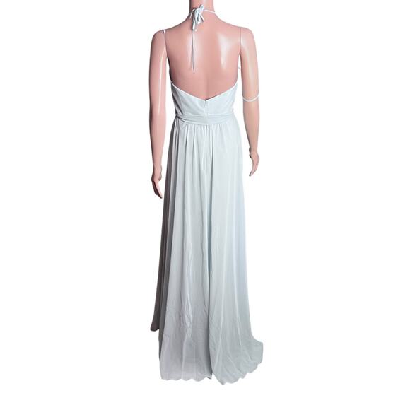 Amsale Chiffon Maxi Dress 10 Halter Strap Draped Bodice Prom Ball Formal Luxe - Picture 3 of 5